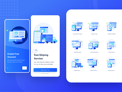 E-commerce Mobile Onboarding Illustration branding dashboard design flat header illustration marketing onboarding vector website