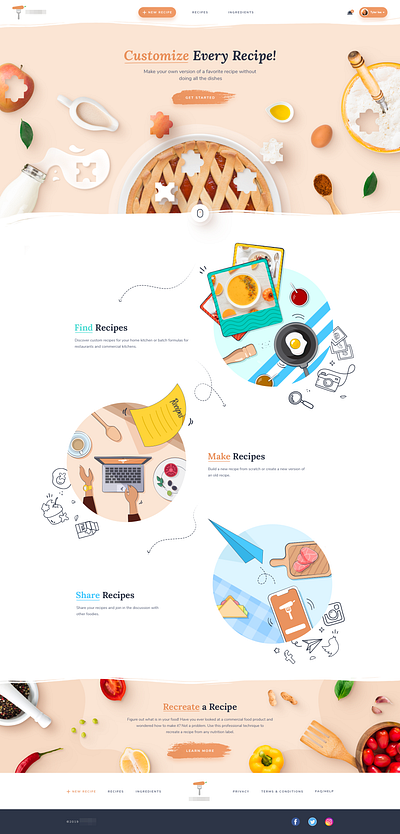 Cooking website homepage branding clean design flat homepage homepage design illustration minimal ui ux web website