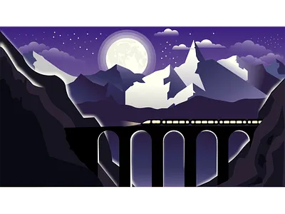 Moon landscape figma illustration moon mountain nature night train travel traveling