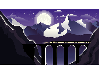 Moon landscape figma illustration moon mountain nature night train travel traveling