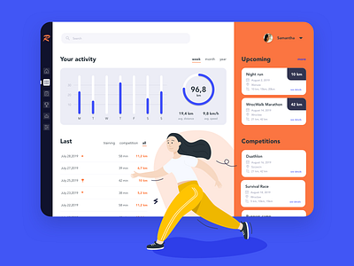 Runners App app chart competition dashboad distance illustration progress run statistics ui ux workout