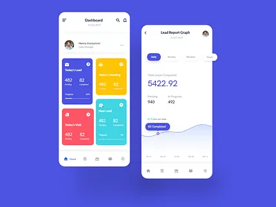 Sales and Lead Management Mobile App analytics app branding card clean color dashboard ui design enterprise finance leads payment realestate sales sales dashboard task team ui ux