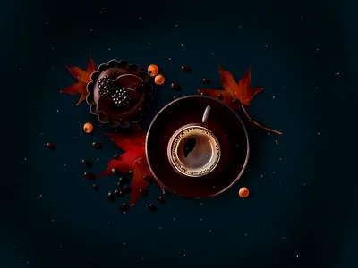 Automn/illustration autonm coffee color drawing illustration leaves psd realistic drawing