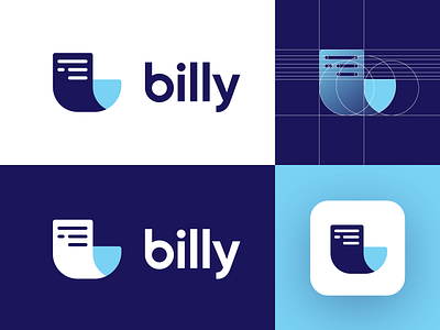 Billy - Approved Logo Design brand design branding corporate digital media tech fiscal registers icon identity invoice logo logo design logo designer logo grid logotype logotypes merchant order a logo paper bills payment process software services symbol