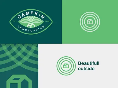 Campkin Landscaping Final Logo badge logo branding canada clean creative design graphic design green logo home house logo icon illustration landscaping logo leaf logo logo logo gradient logo pattern logo presentation monochromatic monogram