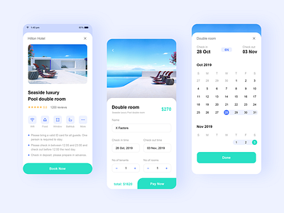 Hotel reservation app blue design gradient hotel reservation app hotel reservation app icon illustration ui ux 插图