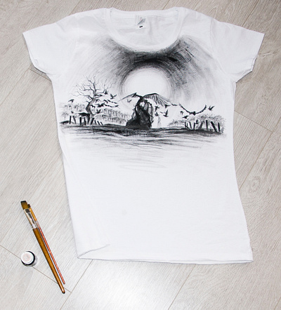 Hand-painted t-shirt apparel art drawing fashion hand painted handmade illustration paint style wear