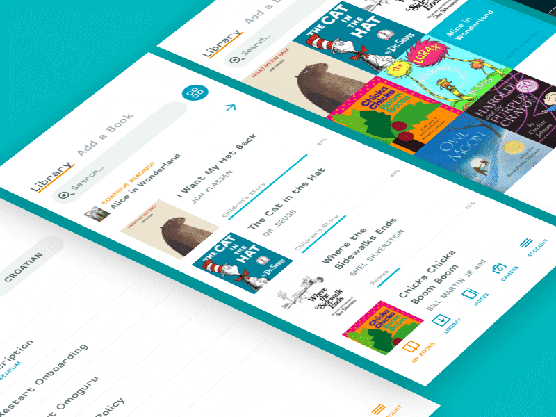 Omoguru Reader animated gif mobile app design sketch ui ux design