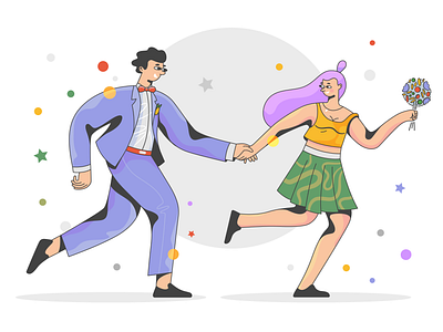 Follow me please! brand illustration character design couple design illustration product ui webdesign wedding