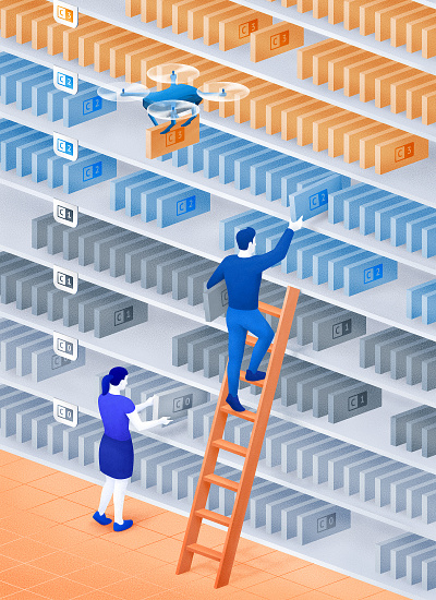 Classified Information Illustration brush design drone grain illustration isometric isometric illustration ladder security vector