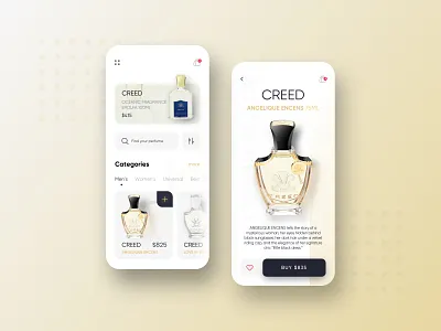 Perfume shopping app app clean color concept design ios ios design minimal mobile perfume store ui uiux