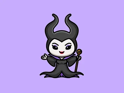 Maleficent adorable character cloak cute disney fanart fiction horn illustration lovely magic maleficent mascot movie spell wand witch