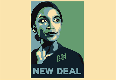 AOC - New Deal poster branding design environment green illustration political politics poster posters