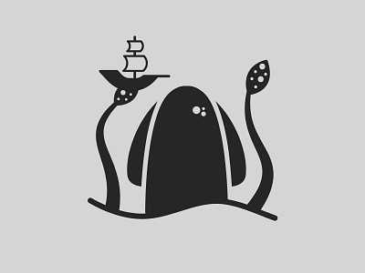 Legend | Inktober 15/31 caseyillustrates flat illustration inktober kraken legend orlando pirate print ship squid urban vectober vector