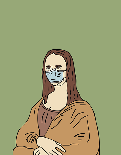 Smog air illustration mona lisa portrait vector