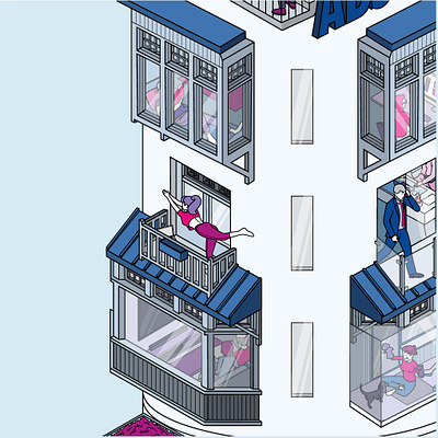 Modern community apartments illustration isometric vector