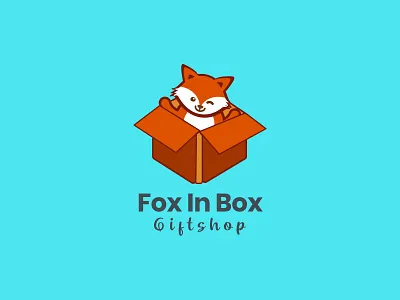 fox in box 2019 adorable adorable lovely baby fox cartoon character mascot comic comic art cute fun funny gift box halloween illustration illustrations illustrative logo design smile animal wink winking