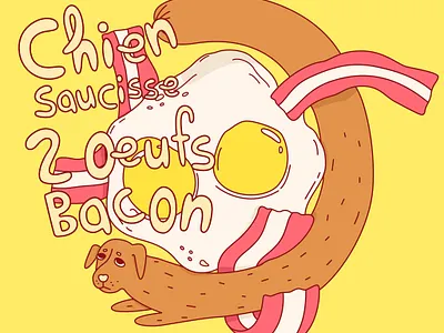 Breakfast dog childrens illustration creative digitalart illustration vector