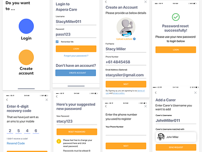 Wireframes application design ios10 registration process