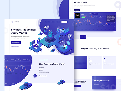 Nowtrade Home page app color graph illustration illustrator isometric market trade ui uidesign uiux user interface ux uxdesign vector web web design website