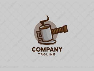 Coffee Hammer logo for sale beverage branding coffee cup drink hammer logo logos mallet modern mug thor