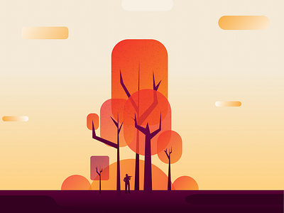 Playing in the Forest clouds forest gradient hills in kovalev nicholas playing purple red silhouette sunset texture the trees vector woods yellow