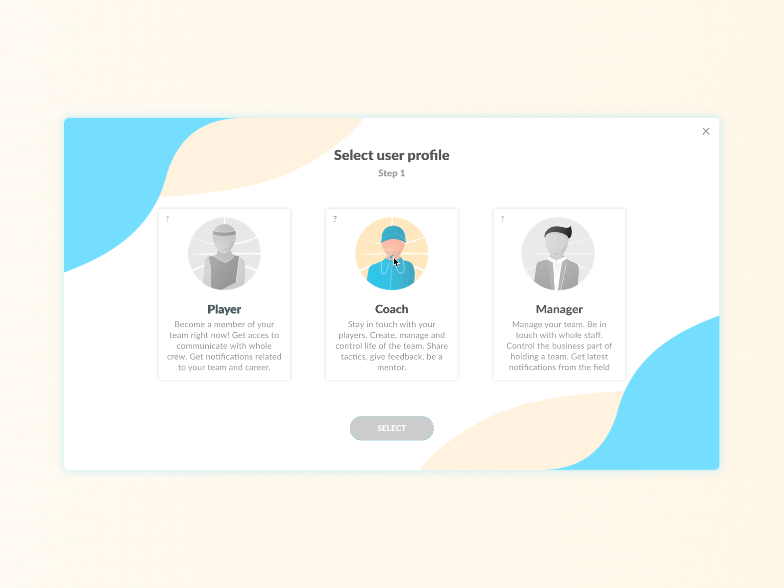 Sign-up process – Basketball team animation basketball blobs login motion pastel color principle register sign up signup sports ui ux vector