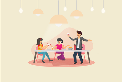 Dinner party with friends digitalart dinner dinnerparty flat design flat illustration freebie freebies illustration illustrator party party poster poster ui vector