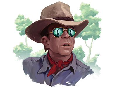 Doctober 14: Dr. Alan Grant art brontosaurus character digital painting doctor illustration jurassic park portrait