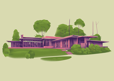 Alabama – Rosenbaum House (1939) architect architecture art art direction deasign franklloydwright home house illustration series