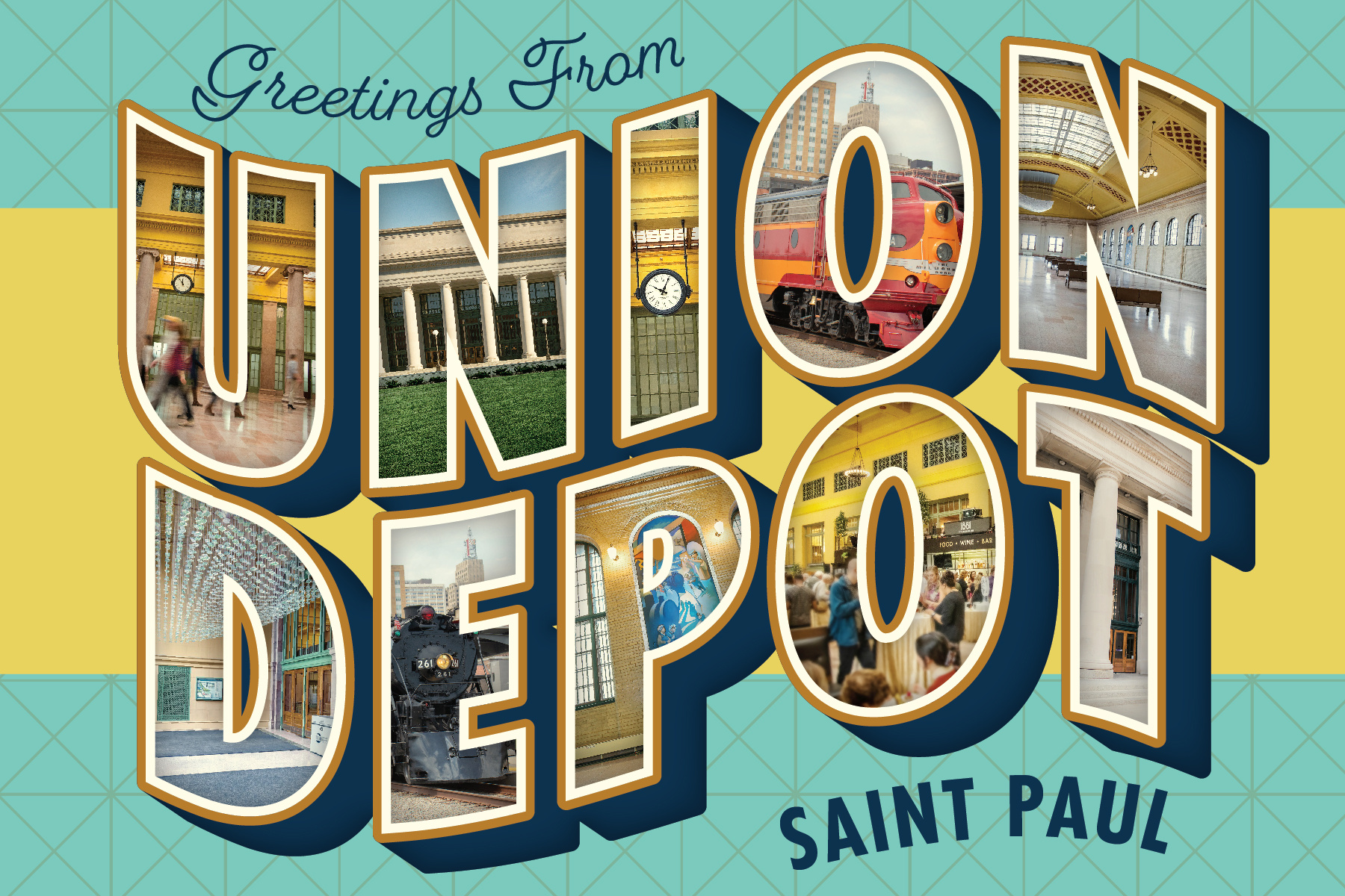 Greetings from Union Depot greetings postcard retro saint paul st. paul train train station travel vintage vintage postcard