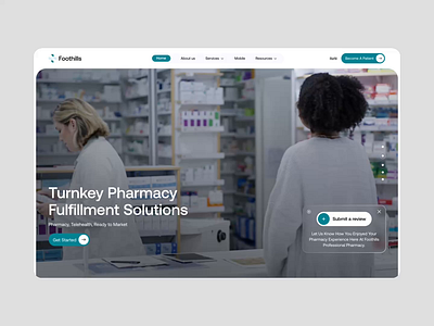 Foothills — Pharmacy Fulfillment Website Design automation consulting delivery health healthcare healthcare startup healthcare website landing page medical medication medicine medtech motion graphics pharmacy prescription service telehealth ui ux web design website design