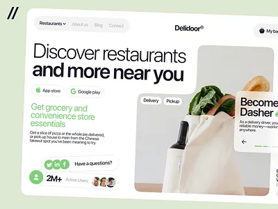 Delivery Web Plaform Design delivery food green homepage navigation products ux