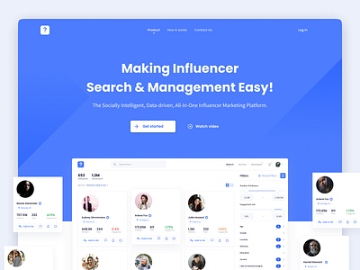 Influencer marketing platform – Landing page v2 app clean dashboard design landing design landing page minimal minimalistic navigation product social ui ux web