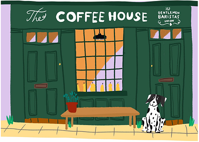 coffee shop building illustration