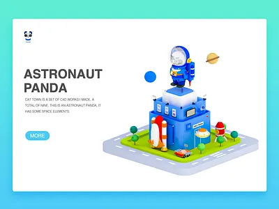 astronaut panda rocket spaceship typography ufo 插图 活版印刷 设计