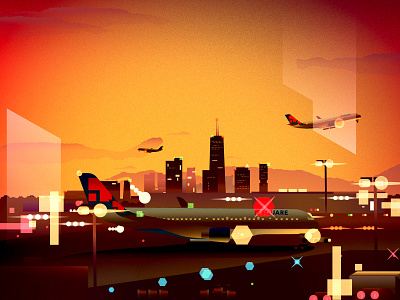 Airport at dusk airport city dusk illustration leaving newyork plane