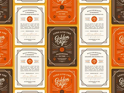 Golden Age Authentication Cards bird branding cards icons leather lettering logo logo design print script typography western