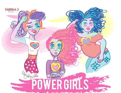 Power Girls cartoon character design digital art digitalart drawing graphic design illustration vector