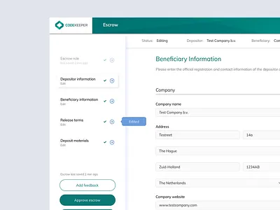 Codekeeper app app desktop escrow fintech legal tech ui design ux design