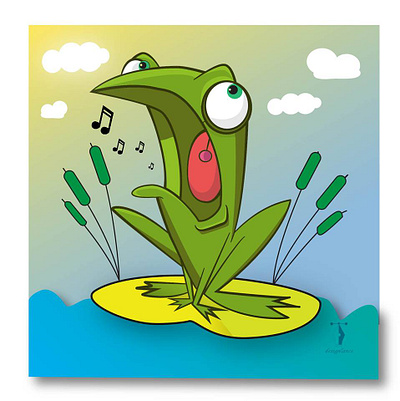 cartooncharacter (singing Frog) cartoonart characterdesign illustration vector