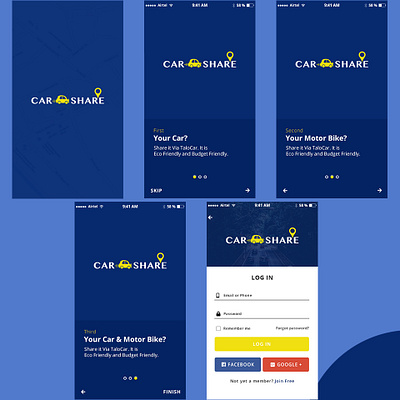 Mobile App - Car Sharing app bootstrap bootstrap 4 design flat graphic icon logo photoshop ui ux web website