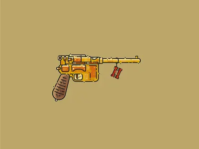 Mauser c96 with RDR II Logo adobe illustrator design game illustration logo mauser minimal pistol rdr red dead redemption weapon