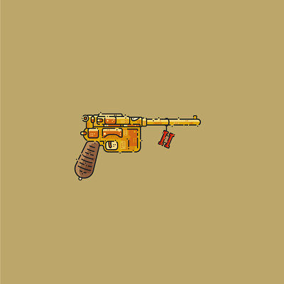 Mauser c96 with RDR II Logo adobe illustrator design game illustration logo mauser minimal pistol rdr red dead redemption weapon