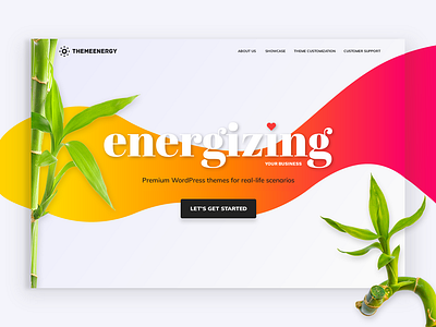 ThemeEnergy bamboo branding colorful colors creative creative design hero image homepage orange personal brand personal branding pink portfolio splash page typography web design webdesign website website design yellow