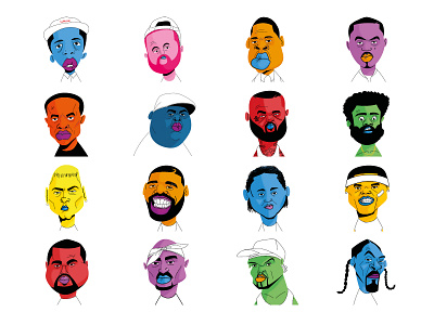 Rap Doodles childish gambino design drake earl eminem hip hop illustration illustrator jay z kanye west lyrics mac miller music nas rap rnb slim shady tupac vector