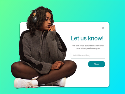 Pop Up I Daily UI I Challenge 016 016 challenge daily 100 challenge dailyui dailyui016 design music pop up share ui web