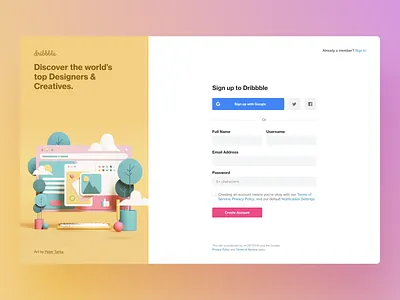 Sign up revamp account form illustration log in modal sidebar sign up ui ux website