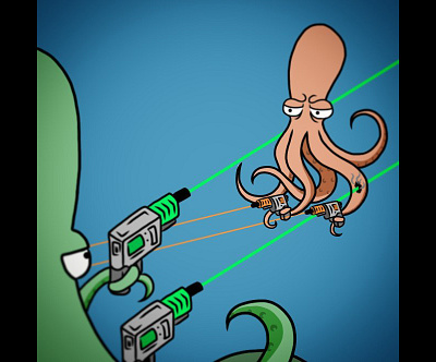 Squid Slingers handdrawn illustration vector