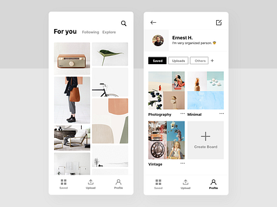 Moodboard App Concept adobe xd app design flat insipiration minimal minimalism mood board moodboard moodboards ui ux